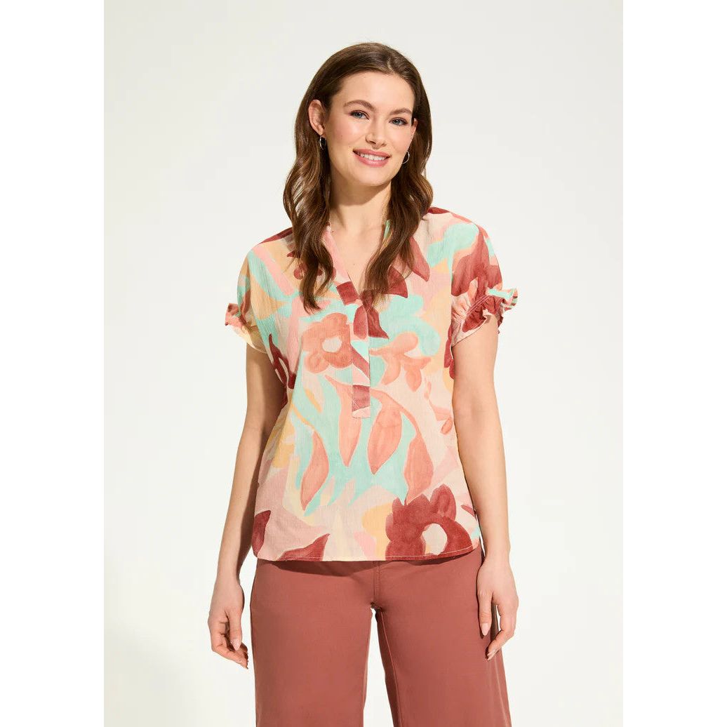 FDJ French Dressing Crinkle Floral Camo Print Top