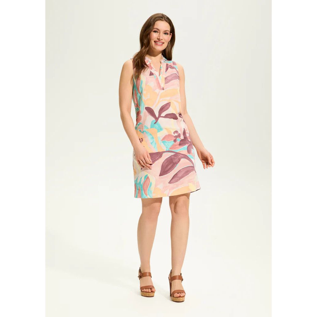 FDJ French Dressing Floral Camo Print Linen Shift Dress