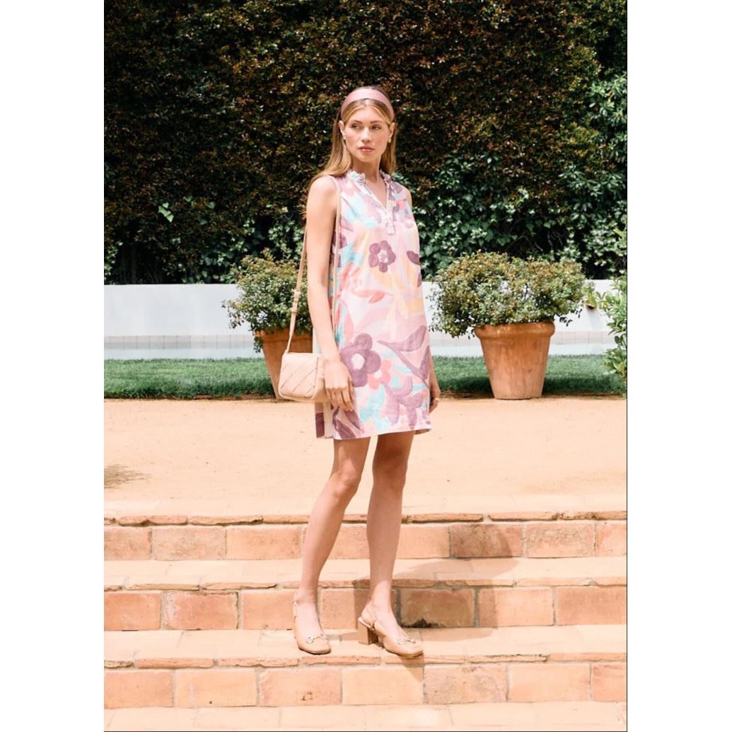 FDJ French Dressing Floral Camo Print Linen Shift Dress