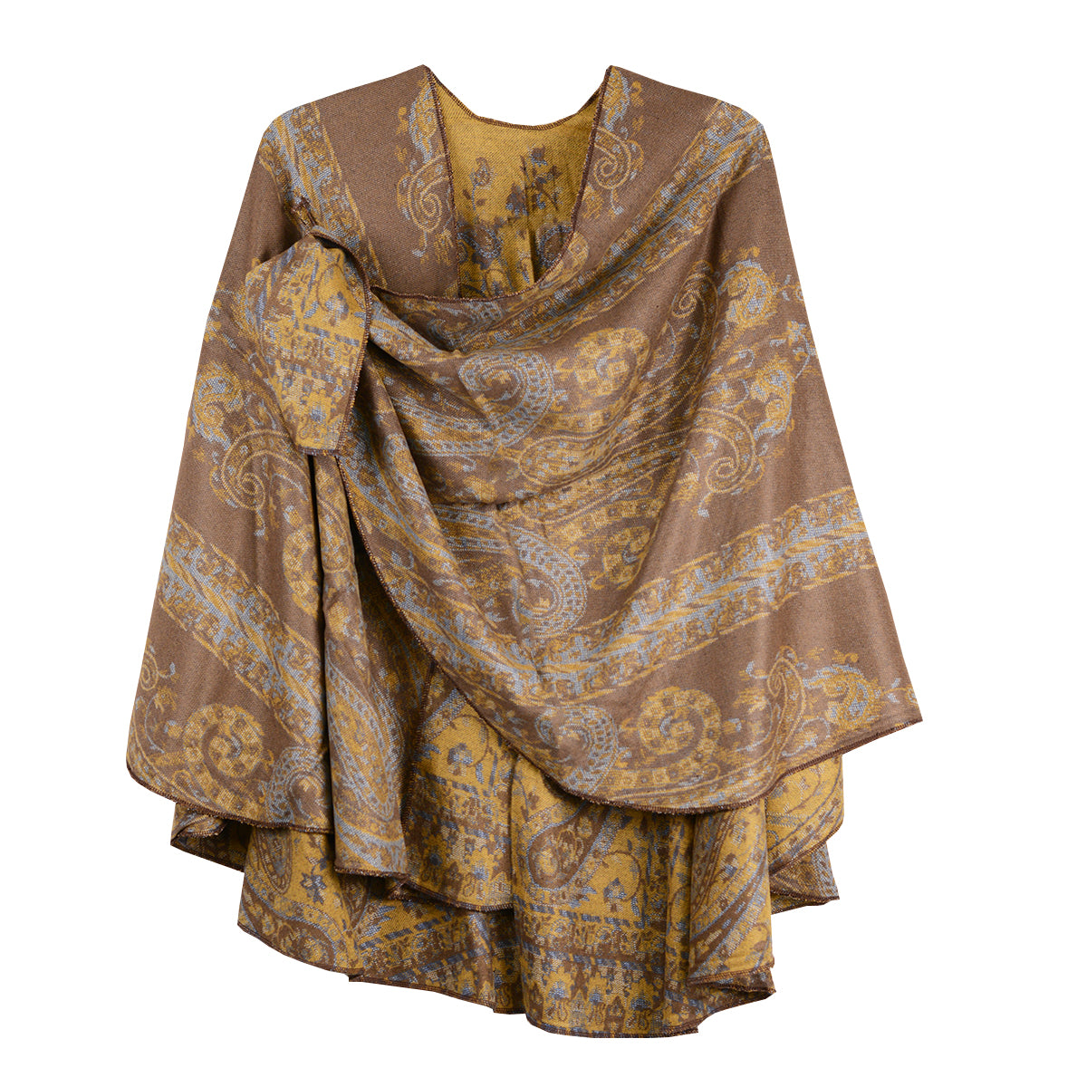Rapti 100% Cashmere Reversible Loop Shawl (#79)(Goldenrod/BlueJay)