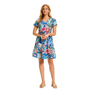 FDJ French Dressing Floral Camo Crinkle Tiered Shift Dress