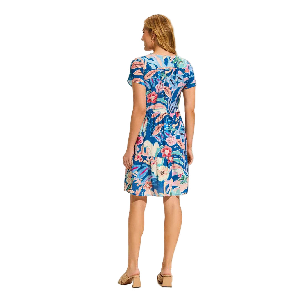 FDJ French Dressing Floral Camo Crinkle Tiered Shift Dress