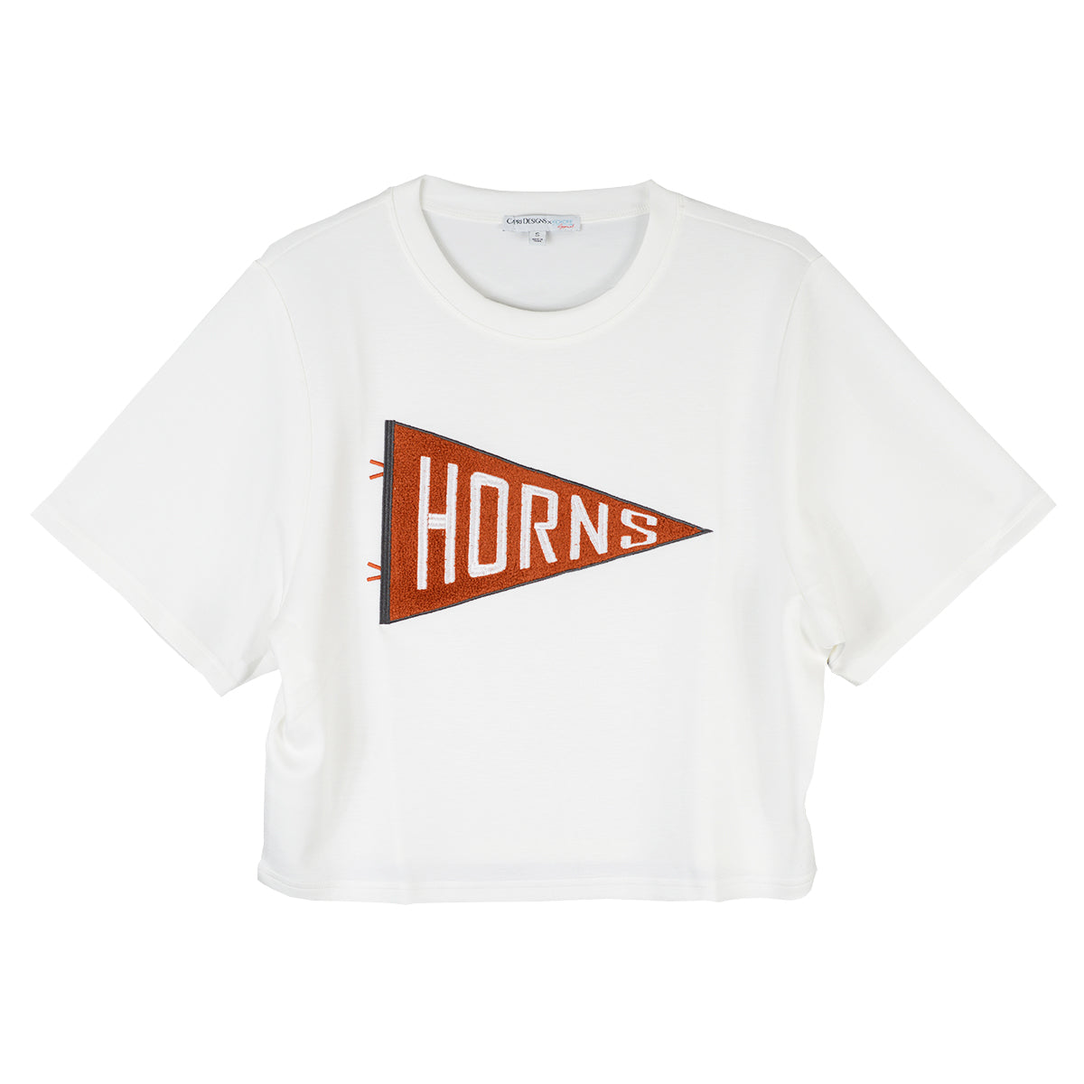 Texas Longhorn Capri Designs Chenille Horns Pennant Tee (KW10TEX2-507)(OFF WHT)