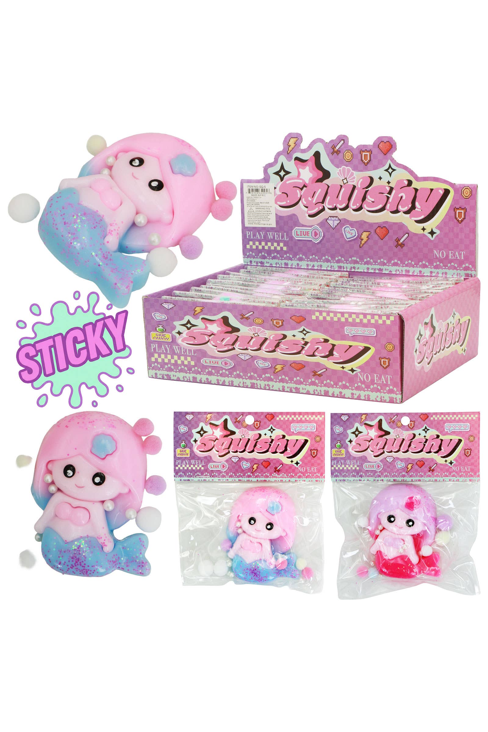 Mermaid Princess Glittered Jiggly Mochi Sticky Squishy