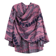 Rapti 100% Cashmere Reversible Loop Shawl (#80)(Navy/HotPink/Gray)