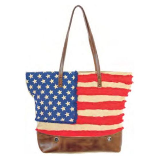 Cott N Curls Leather Bottom Patriot Flag Tote (813266)