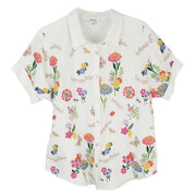 Toofan Embroidered Button Front Cap Sleeve Shirt (LE9-923-Wh)