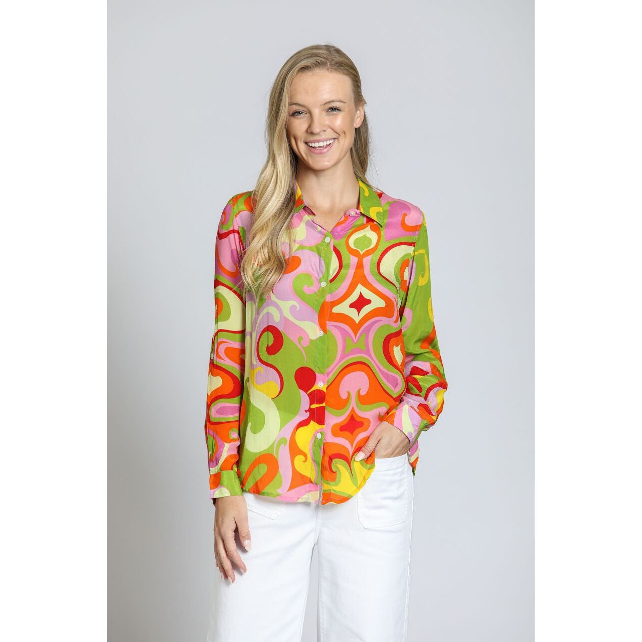 APNY Print Roll Tab Sleeve Shirt