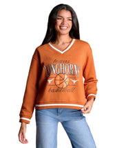 Texas Longhorn Ladies The Courtside V-Neck Pullover (STXB0525)(Burnt Orange)