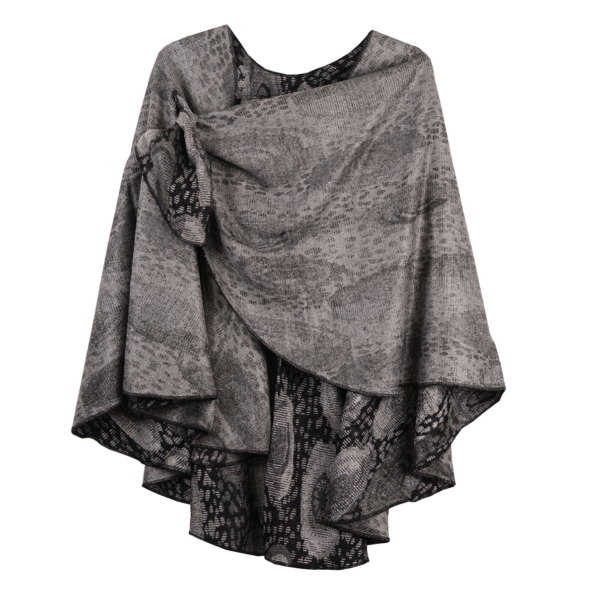 Rapti 100% Cashmere Reversible Loop Shawl (#81(Black/Grey/White)