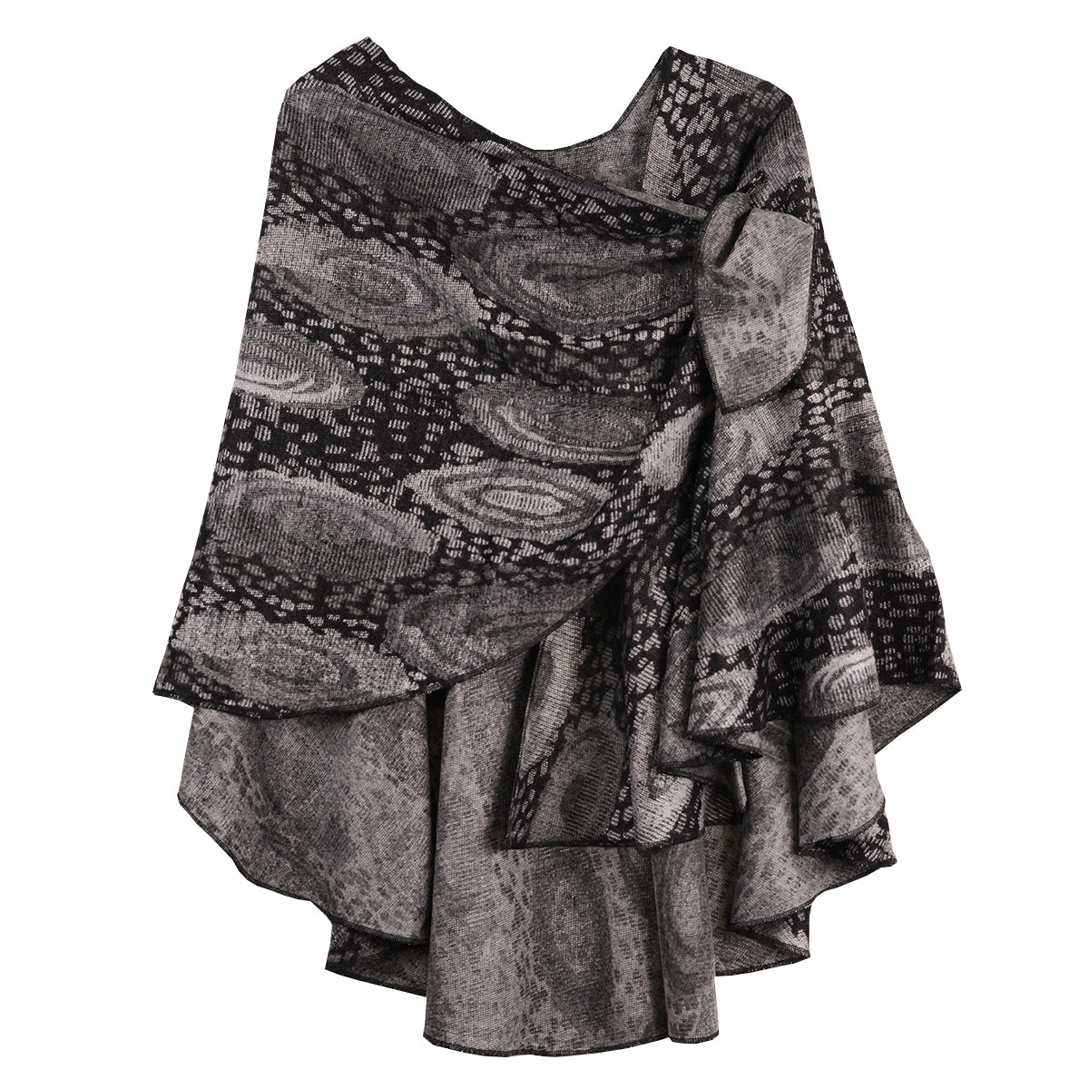 Rapti 100% Cashmere Reversible Loop Shawl (#81(Black/Grey/White)