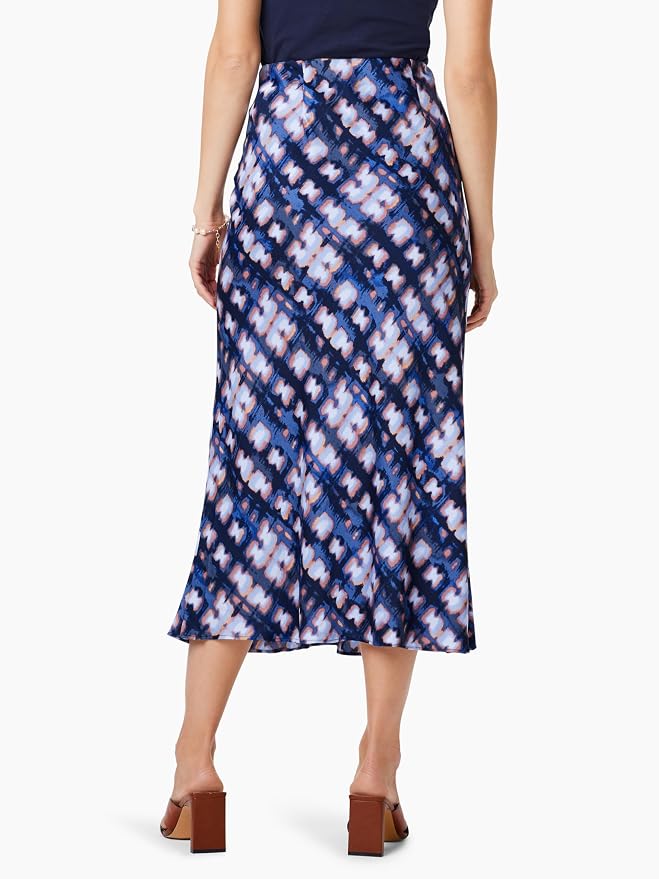 Nic & Zoe Shiboro Glow Slip Skirt  (S241704)(Indigo Multi ) Size XL