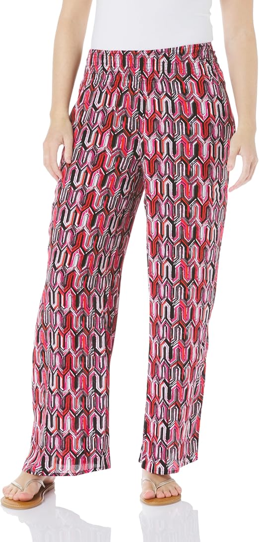 Jerell Elastic Shirred Waist P.O. Wide Leg Pant  GeoMulti XL (M34705PM)
