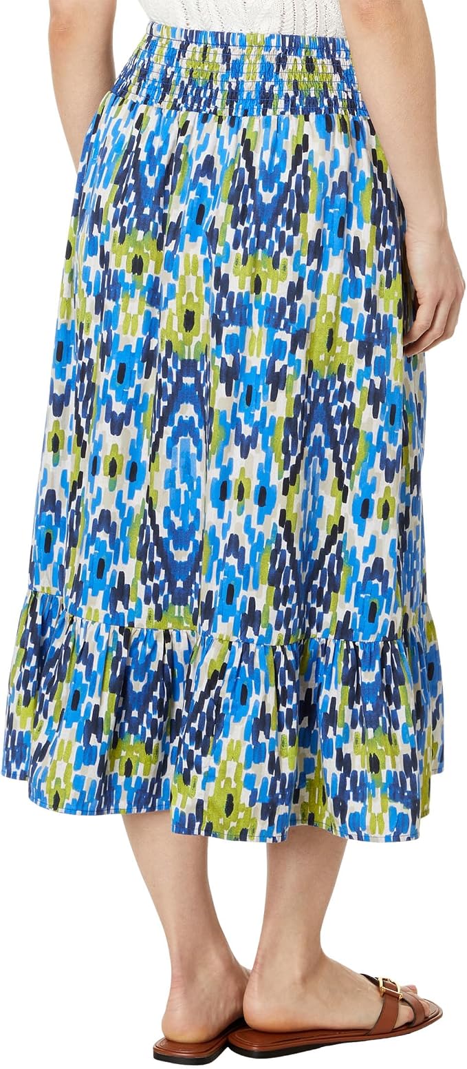 Nic & Zoe Diamond Dash Cotton Skirt  (M241723)(Blue Multi ) Size XL
