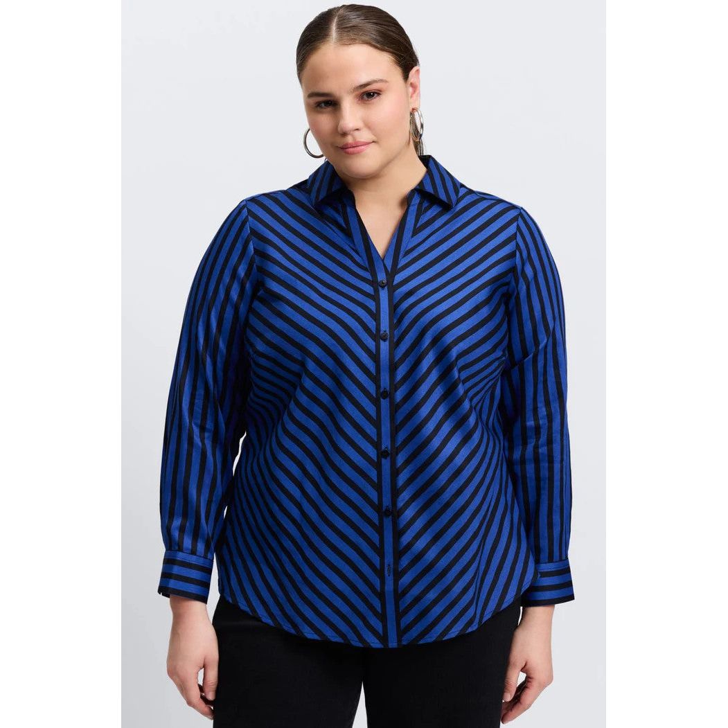 Foxcroft  Mary Sapphire Stripe Shirt