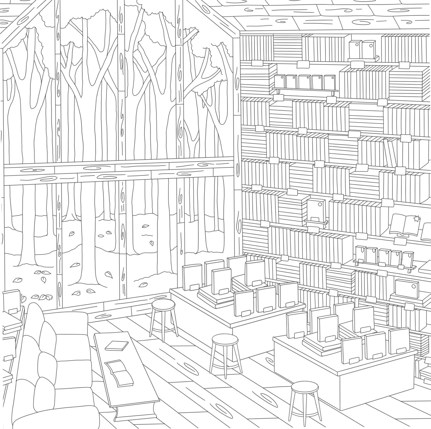 Hachette A World Of Cozy Bookstores Colouring Book
