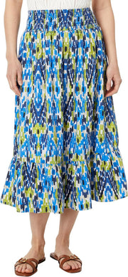 Nic & Zoe Diamond Dash Cotton Skirt  (M241723)(Blue Multi ) Size XL