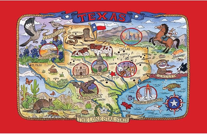 Kay Dee Texas Pictorial Poster Style Tea Towel (FR2167)