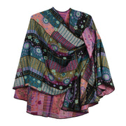 Rapti 100% Cashmere Reversible Loop Shawl (#82)(Black/Turquoise/Purple)