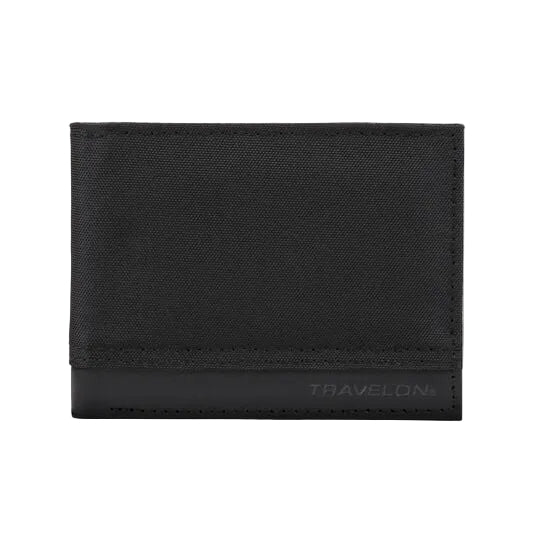 Travelon Leather Trim Bifold RFID Wallet  (Black)