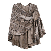Rapti 100% Cashmere Reversible Loop Shawl (#83)(Black/Grey/Natural)