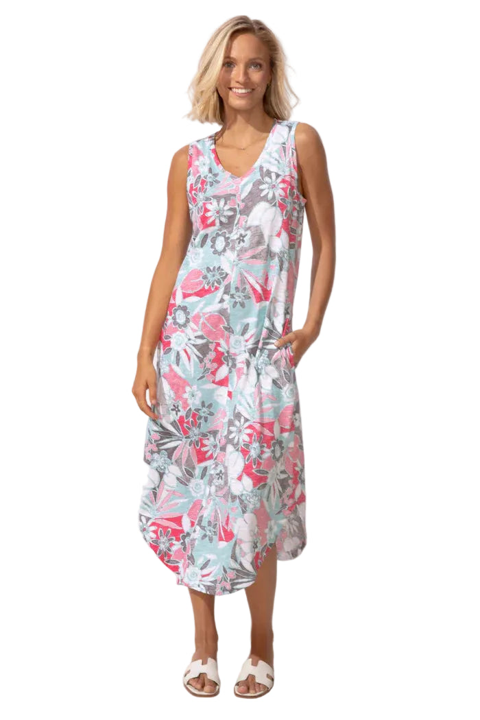 peruvian cotton dresses Fiji Floral Bistro Dress Select Pant's Waist  Size:36W Rodica Puff Sleeve Dress Fitted100% Pima CottonHandwash/Dry CleanMade The_Colour_Champagne
