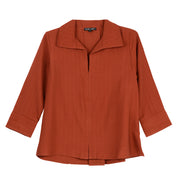Boho Chic Button front and back 3/4 Sleeve Tunic (842071)(burnt Orange)