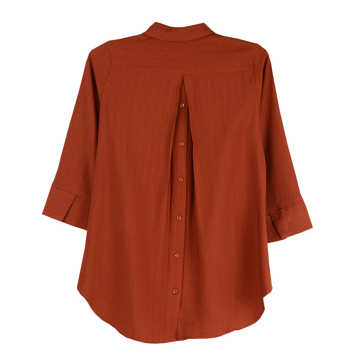 Boho Chic C-Neck Pleat Back Blouse (839667)( Burnt Orange)