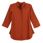 Boho Chic C-Neck Pleat Back Blouse (839667)( Burnt Orange)