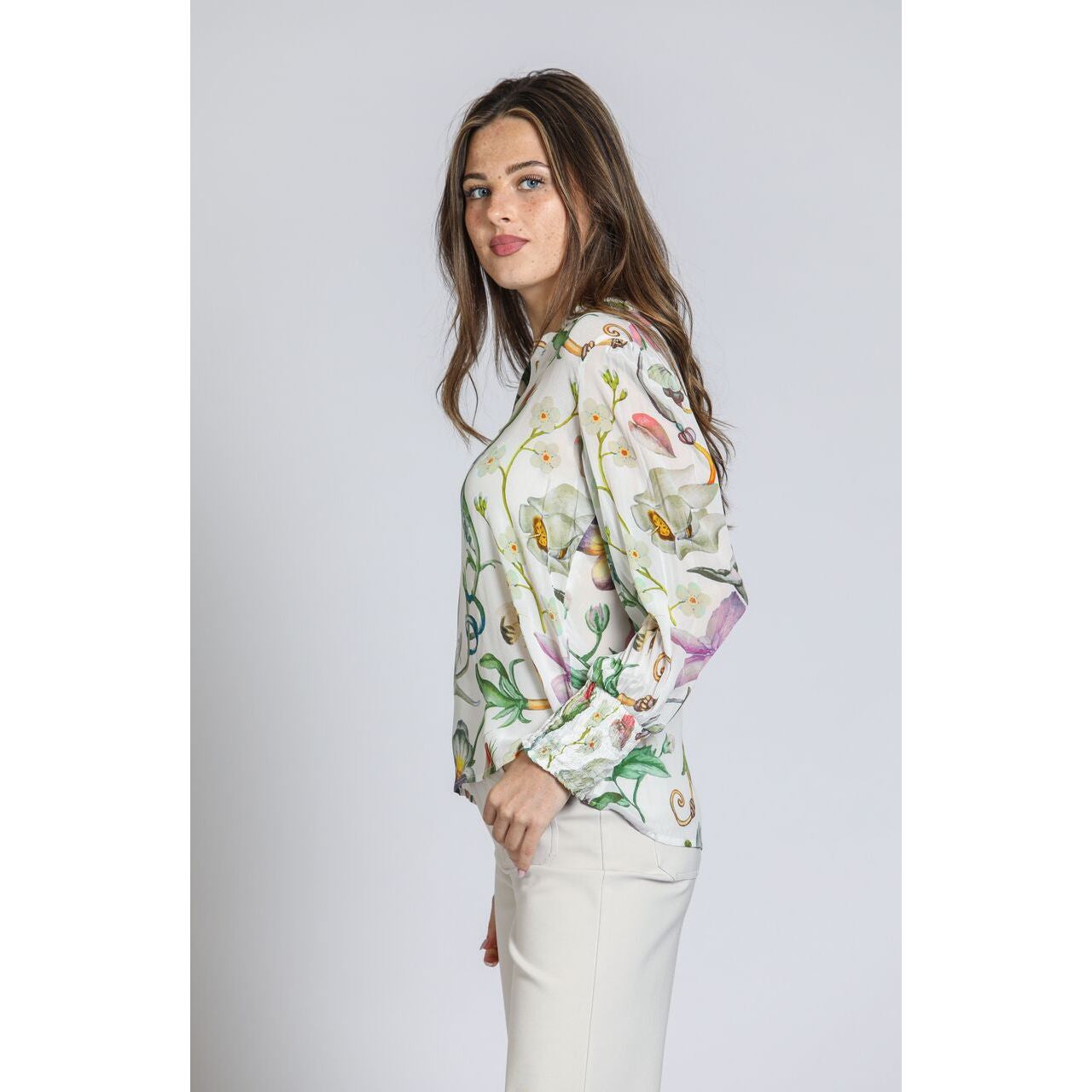 APNY Print Split Neck Top
