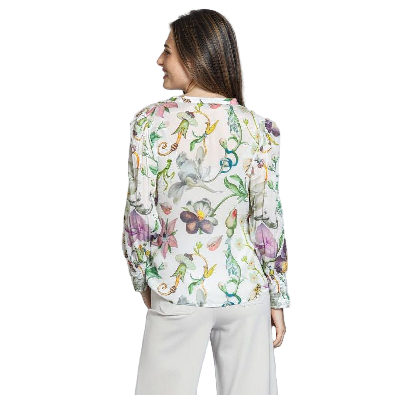 APNY Print Split Neck Top