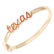 Texas Longhorn Canvas Skinny Enamel Cursive Texas Hinge Bangle (27511B-Tex)
