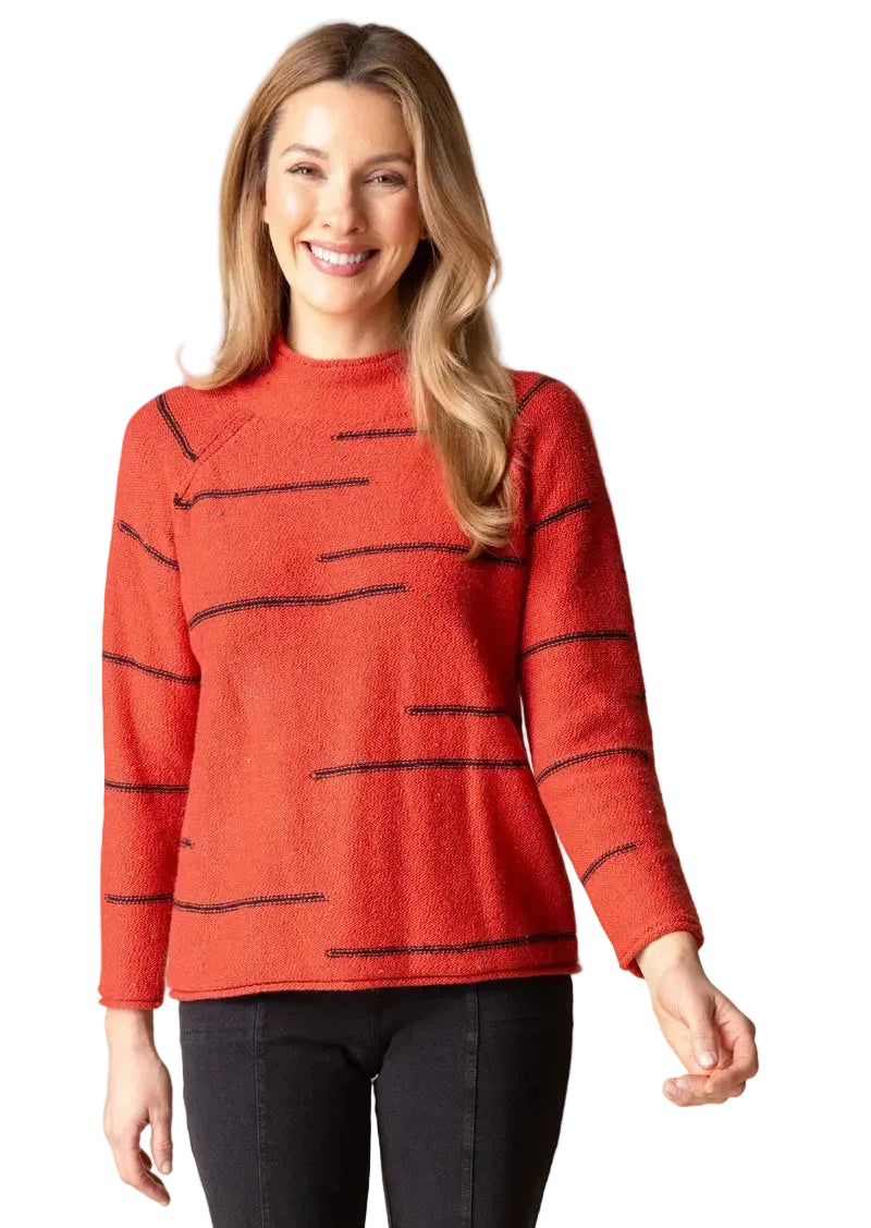 Habitat Harvest Tweed Funnel Neck Pullover (89201) (Sienna)