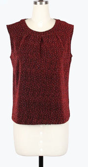 Damee Sparkle Sleeveless Jewel Neck Red Top (902T)