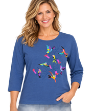 Sabaku Shimmer 3/4 Sleeve Tee (448DDN3/4s) (Dark Denim)