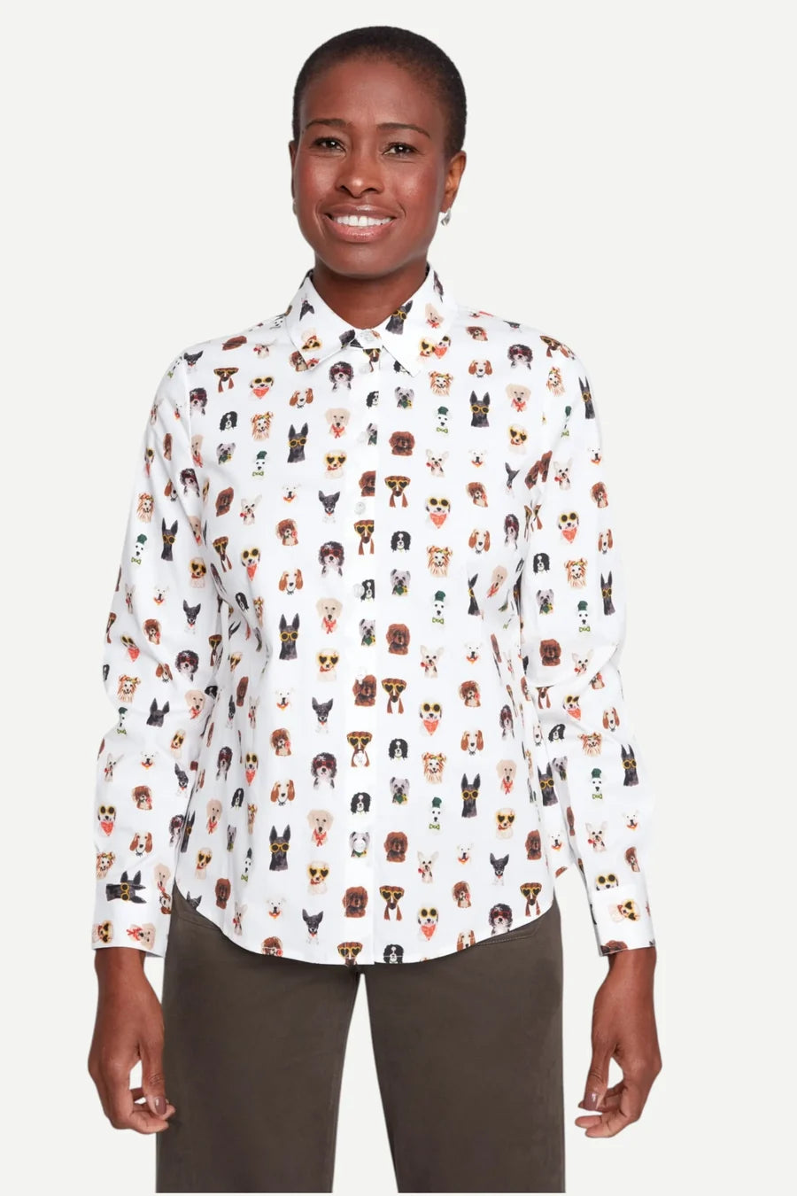 Renuar Stretch cotton Dog Blouse (R5278)(Creme Combo)