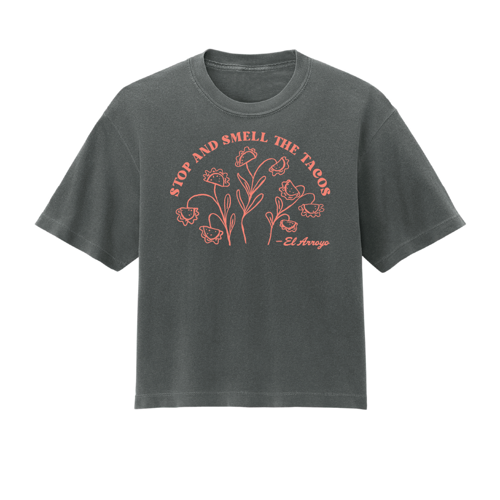 El Arroyo Crop Tee Shirt - Smell The Tacos (TEE0008)(Charcoal)