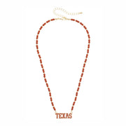 Texas Longhorn Canvas Style  Burnt Orange Bead "Texas" Spirit  Necklace (27514N-TEX)
