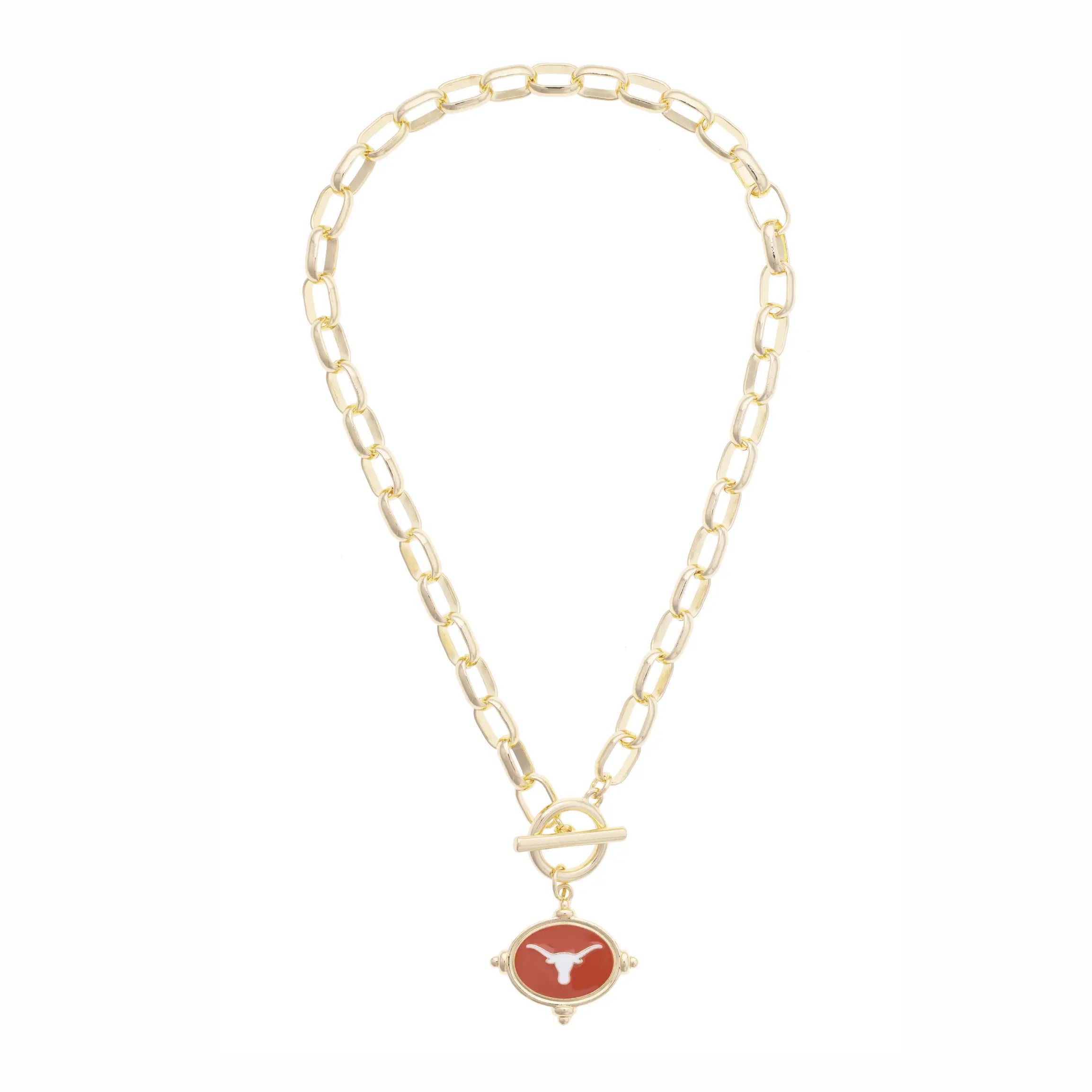 Texas Longhorn Canvas  Logo Intaglio Necklace (27510N-Tex)
