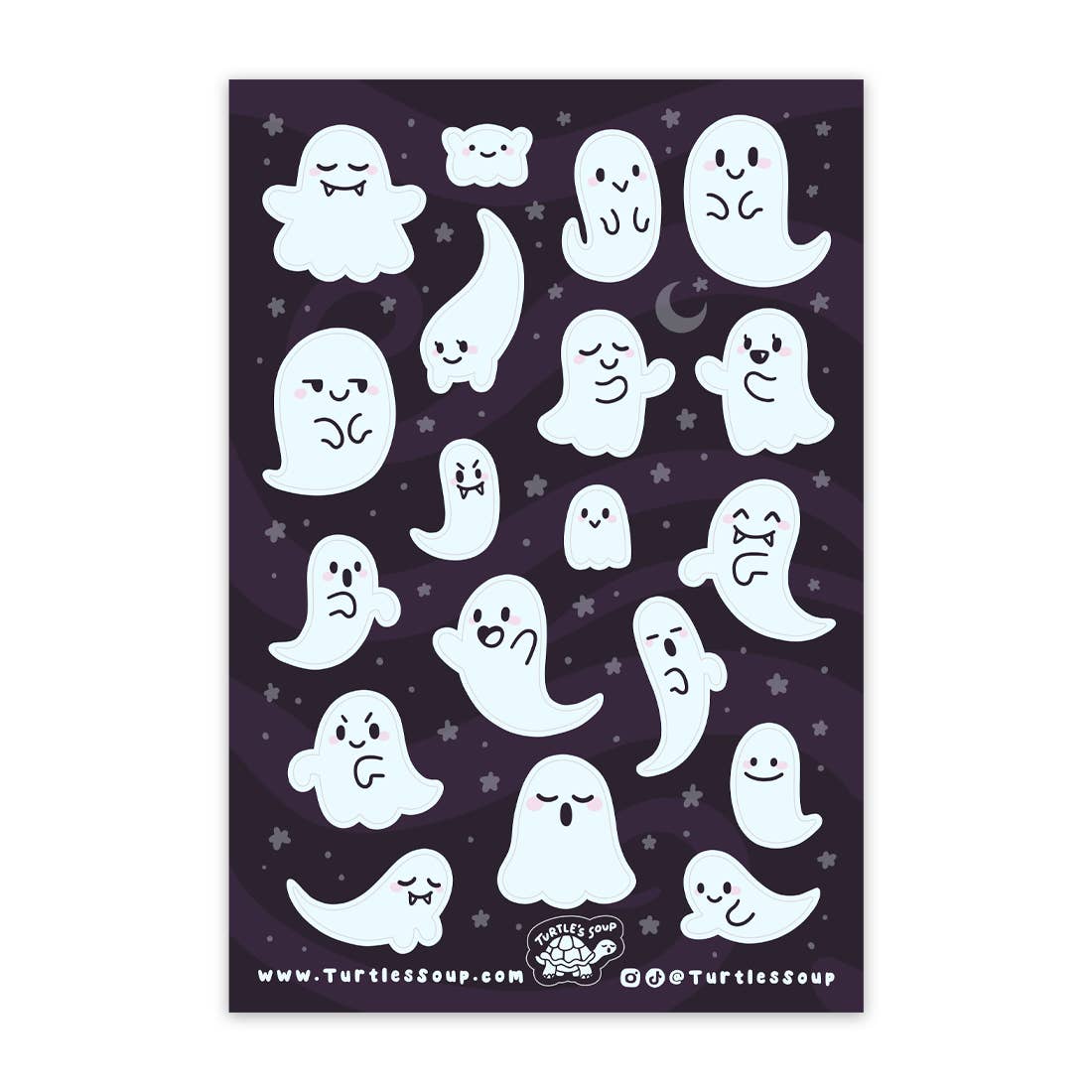 Kawaii Ghosts Spooky Cute Halloween Glitter Sticker Sheet