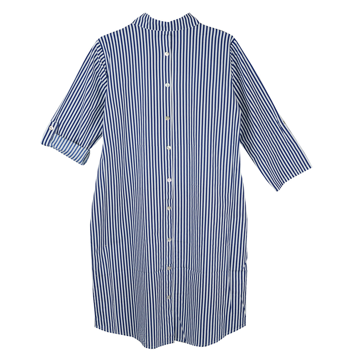 Toofan Full Button Front Shirtwaist Dress (ND10-3-Bl)(Blue)