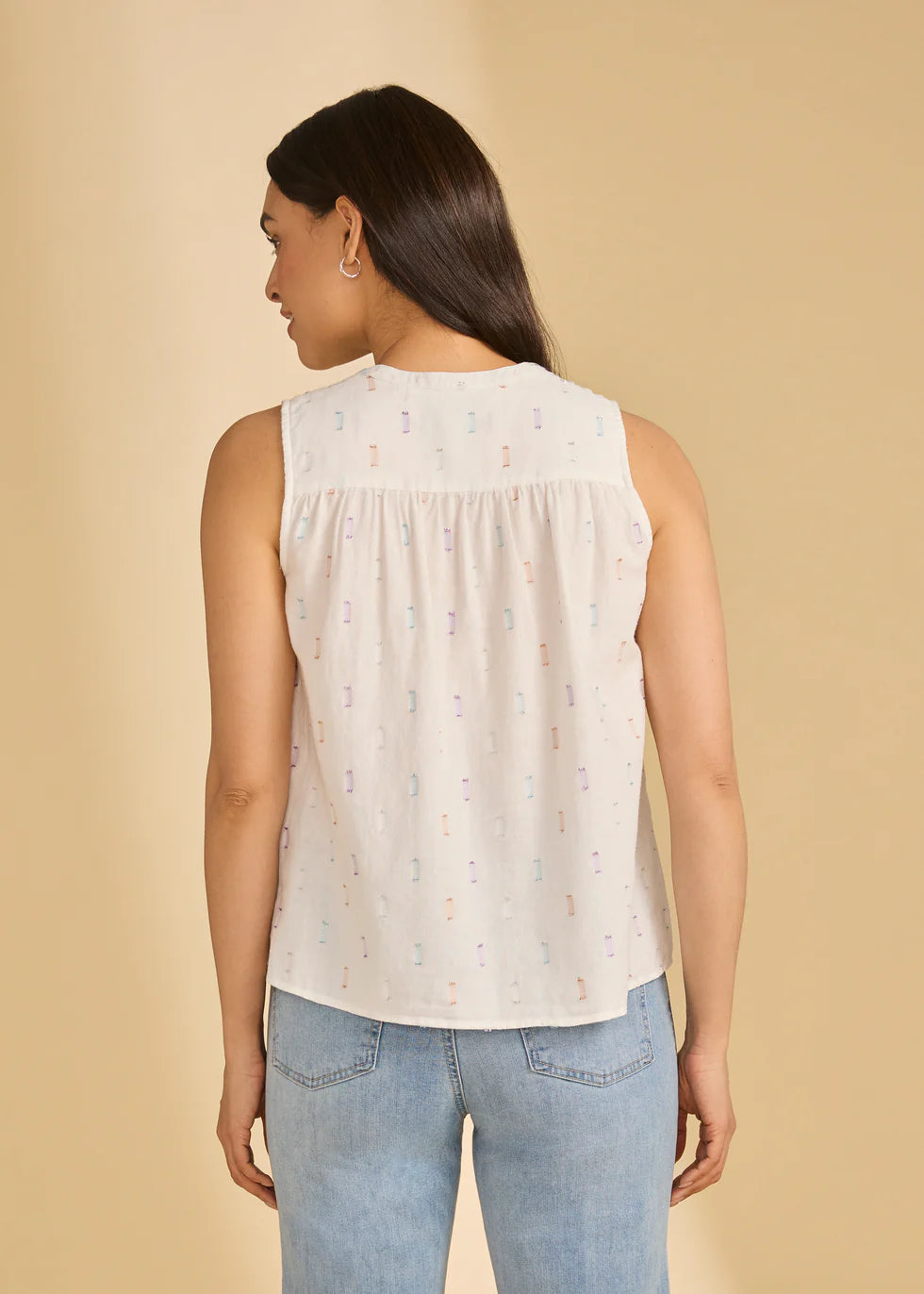 FDJ French Dressing Sleeveless V-neck Blouse (7387184) (White Sparkle)