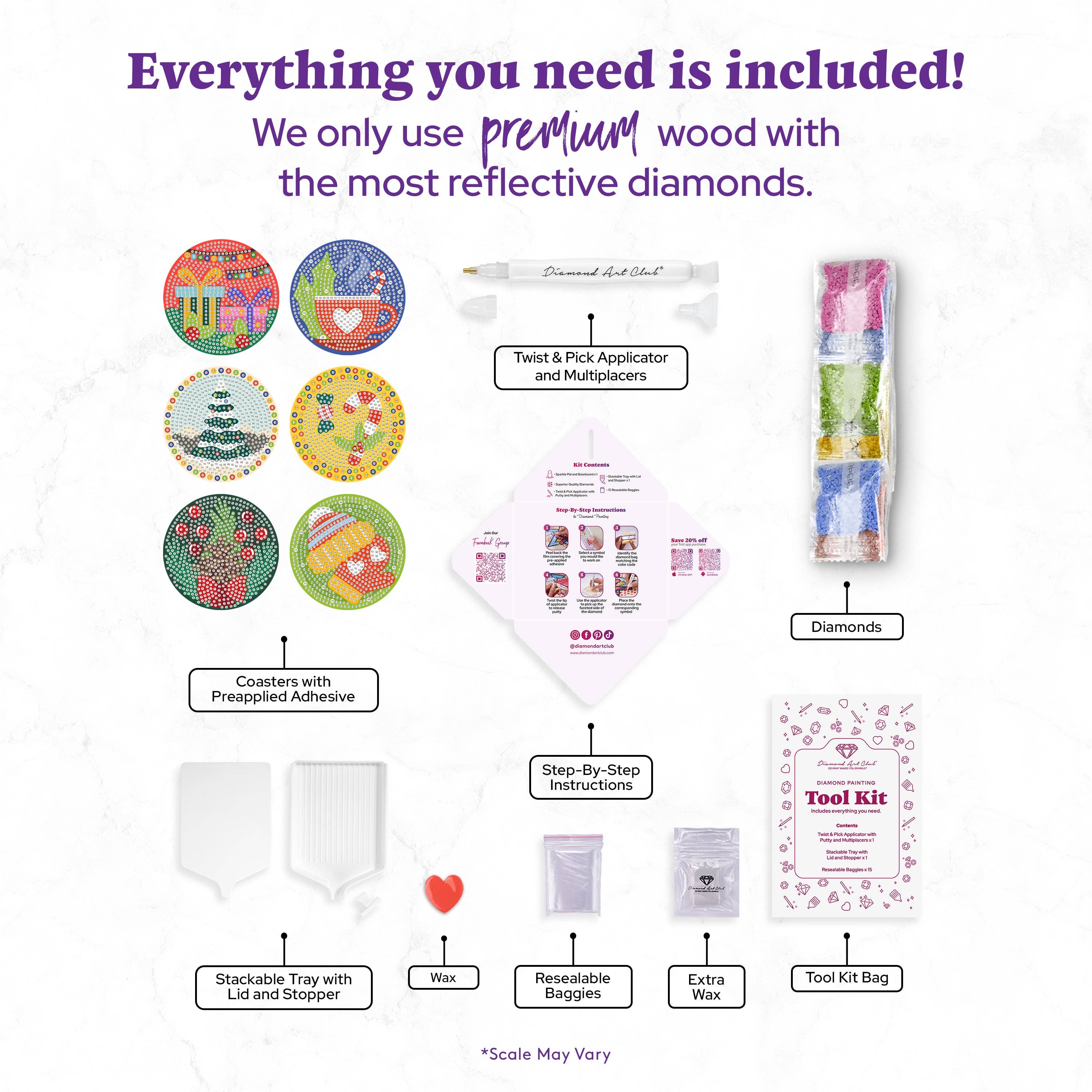 Diamond Art Club Coasters - Christmas Merry & Bright