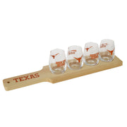 Texas Longhorn Wooden Slotted  Paddle  and Tasting  Glasses  (X1352)(Burnt Orange