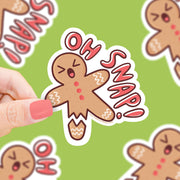 Oh Snap Gingerbread Man Holiday Gift Vinyl Sticker