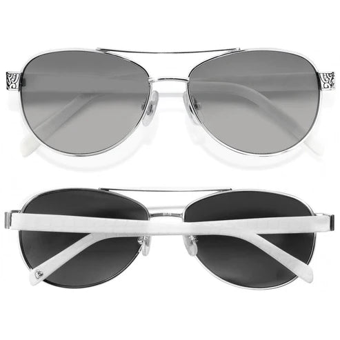 Brighton Sugar Shack Metal Aviator Sunglasses (A12092) (SLV/WHT)