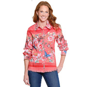 Ali Miles Woven Button Front Butterfly Jacket (Coral)(A16224BM)