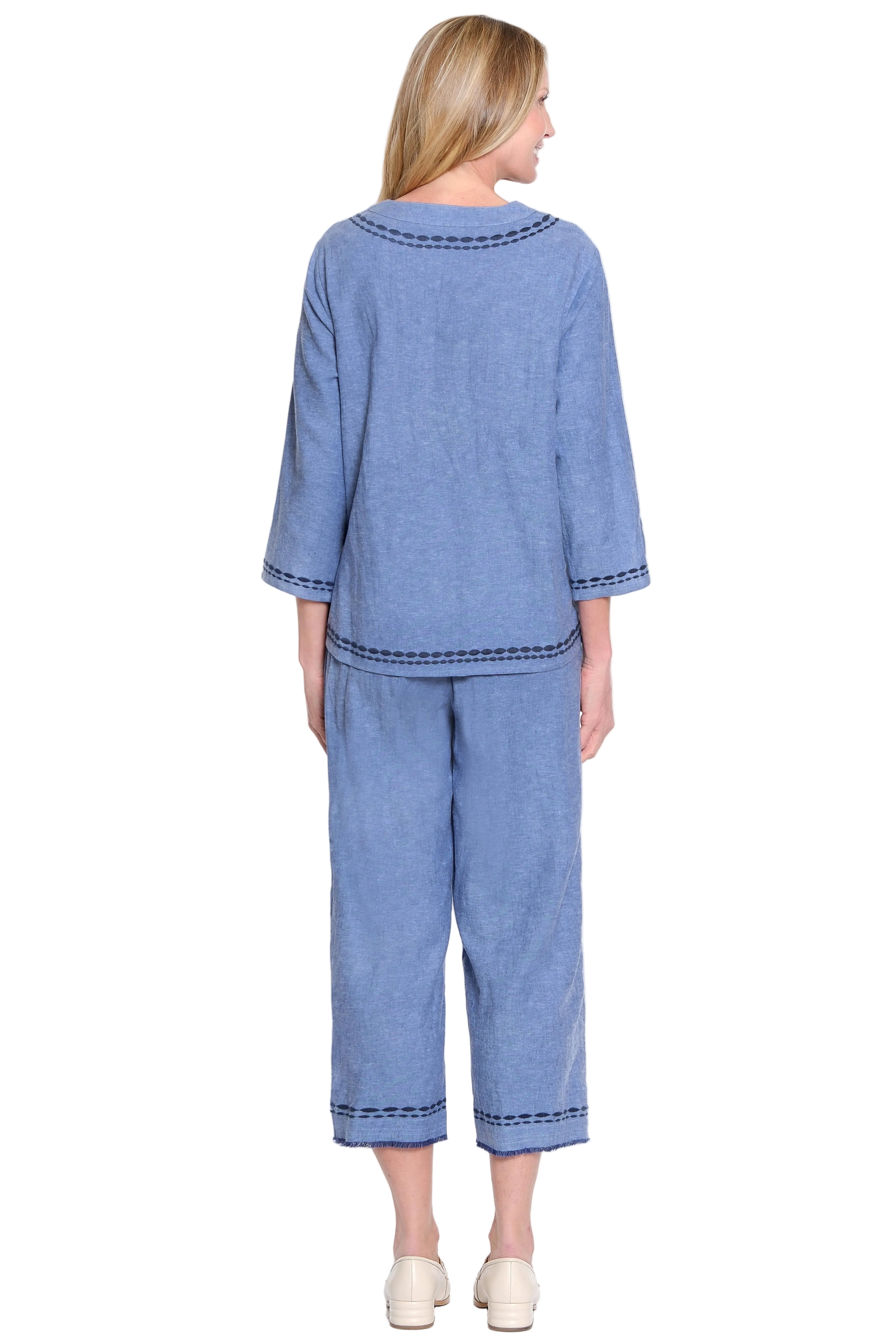 Ali Miles Pull-on Pant with Embroidery Details(A16302PMM) (Midnight Denim)