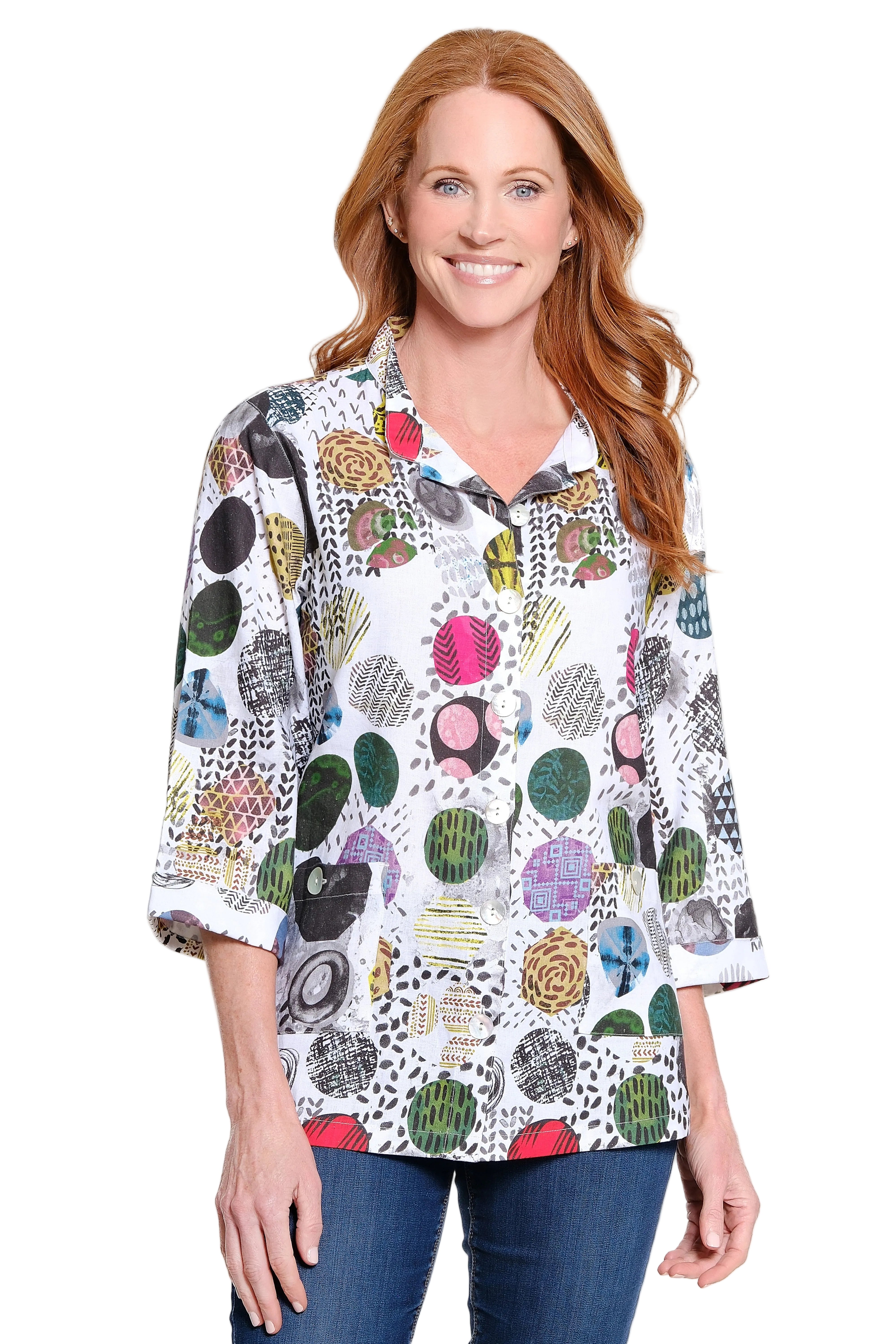 Ali Miles Button front Jacket(A16307JM) (Abstract Multi)