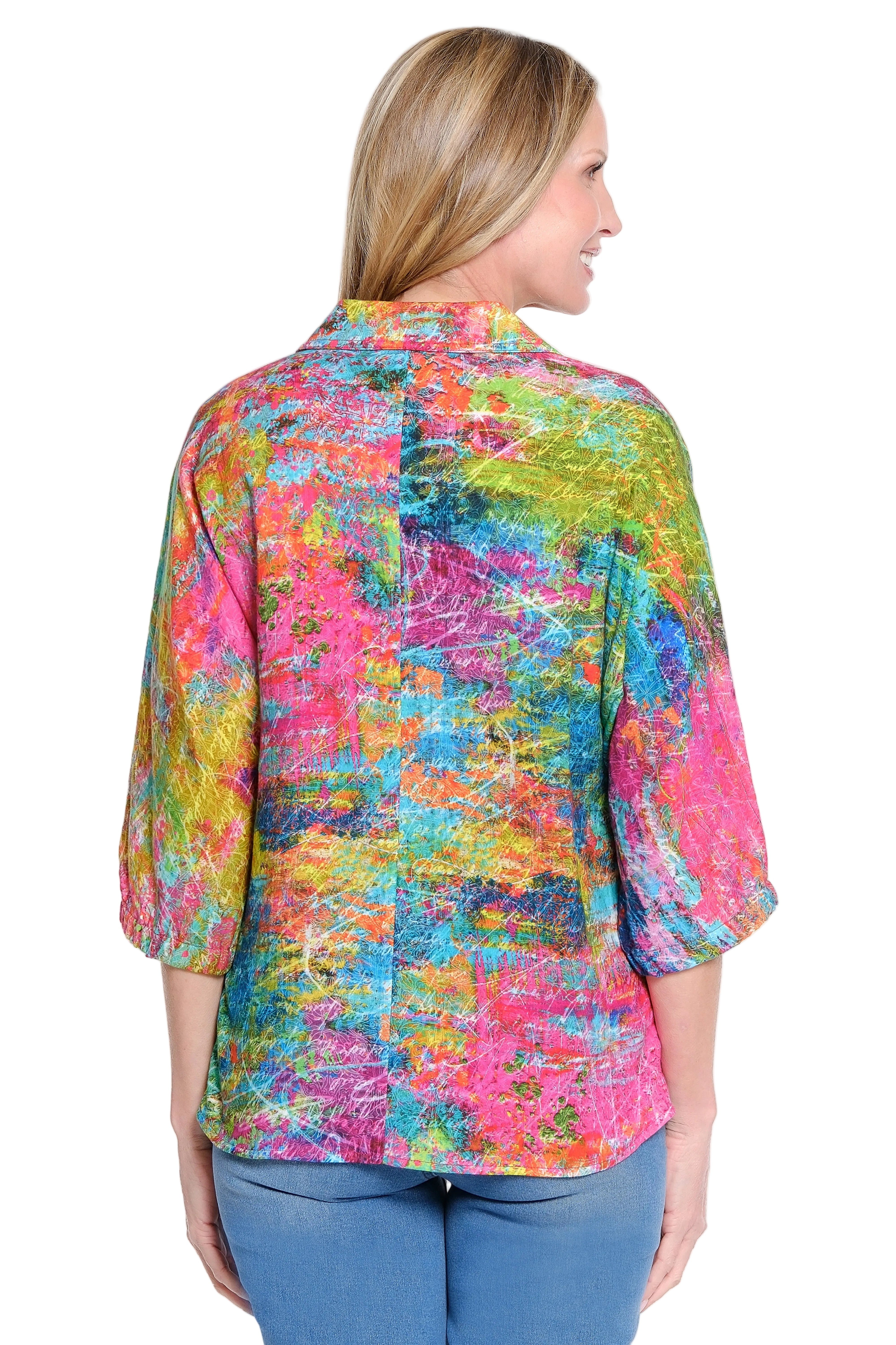 Ali Miles Full Button Tunic(A16317BM) (Abstract Multi)